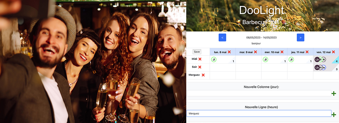 Soirée entre amis organisée avec Doolight