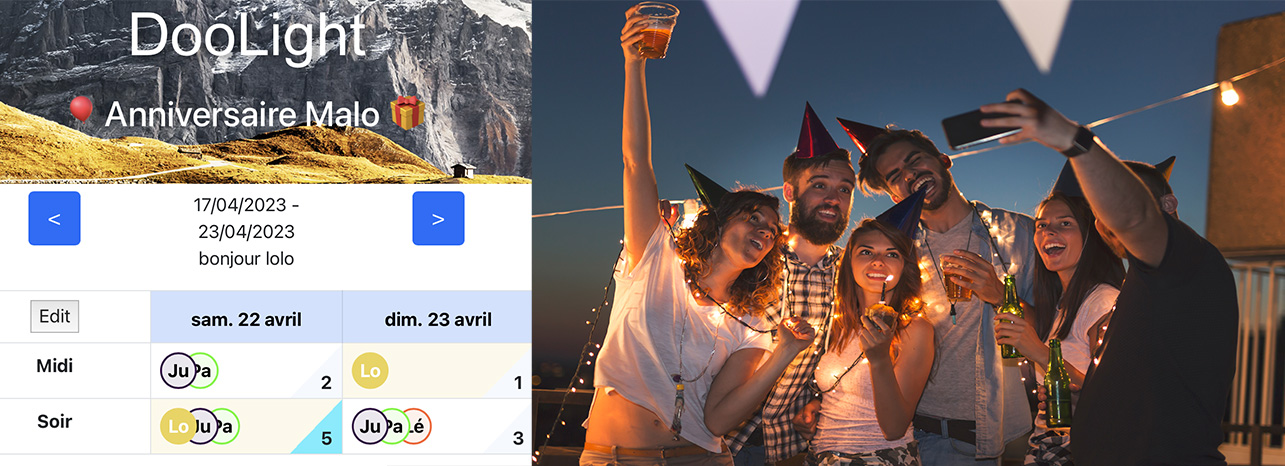 Fête d'anniversaire organisée avec Doolight